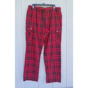 Duluth Trading Co Flannel Cargo Lounge Pants Red Plaid XLx32 Drawstring Pajamas